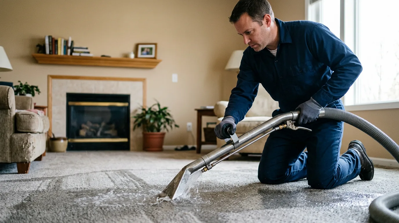 Water damage restoration technician working near Garnavillo, IA